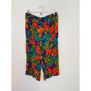 Vtg Russ Cropped Pull On Gauze Pants, Floral Size 18 Made in USA Union Made